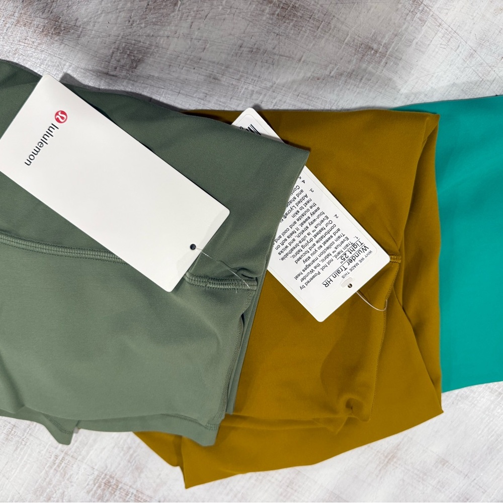Lululemon Athletica Olive green, Mustard, & gorgeous Sea Green Leggings